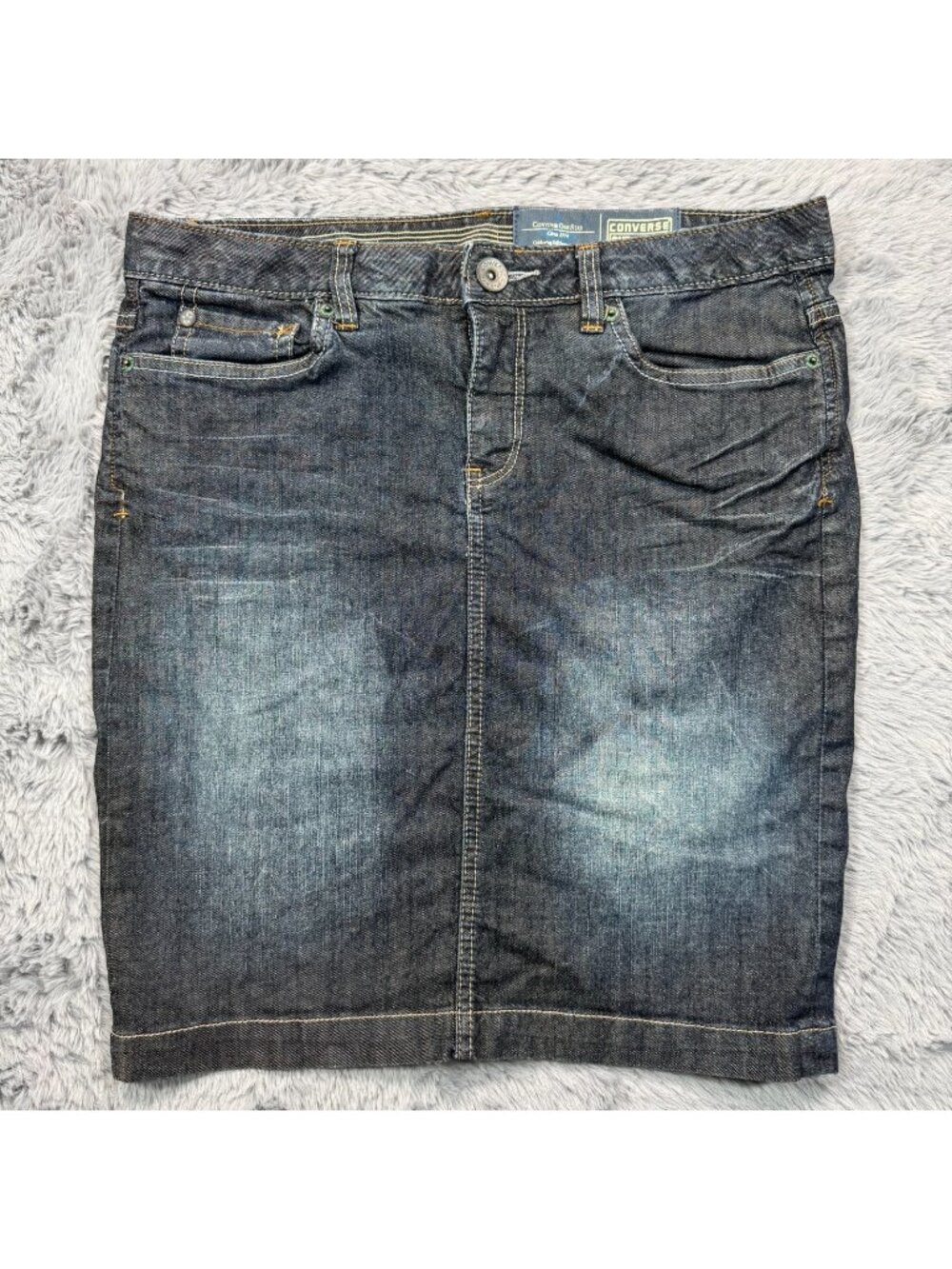 Converse One Star Skirt Women's 8 Blue Cotton Denim Straight & Pencil Stretch